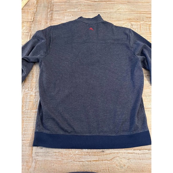 Tommy Bahama Mens L Knit Pullover 1/4 Button Gray Kangaroo Pocket - Picture 5 of 5